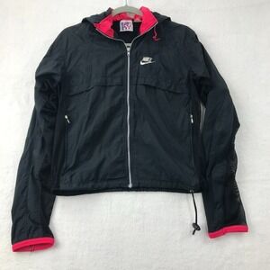 Vintage Nike International Jacket Womens Small Black Mesh Nylon Windbreaker 90s
